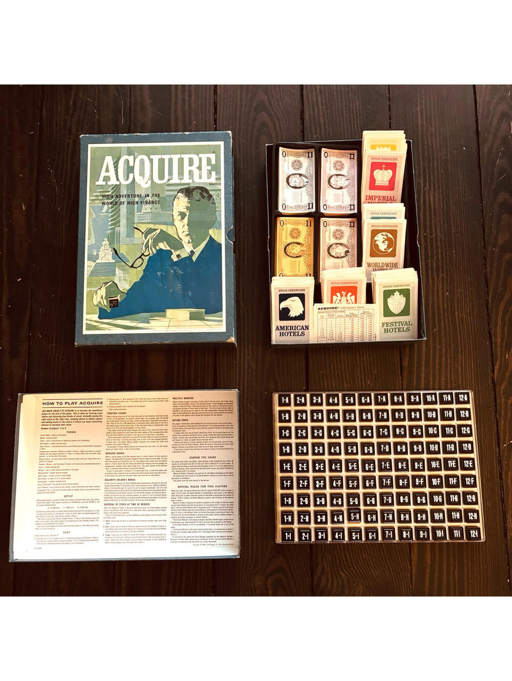 Vintage ACQUIRE Board Game 100% Complete 1968 3M Finance Bookshelf EUC